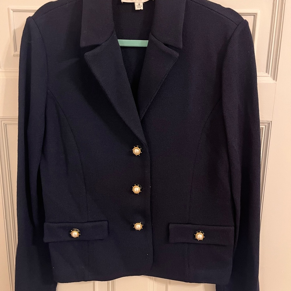 St. John Blue Blazer Tailored Suit Jacket